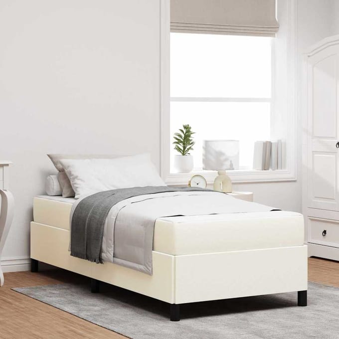 vidaXL - Bedframe - met - matras - Crème - 100 - x - 200 - cm - Stof