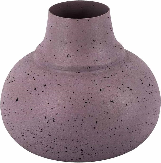 HomeBound by KY | Metalen vaas lila dots | 5x14x14cm | vaas