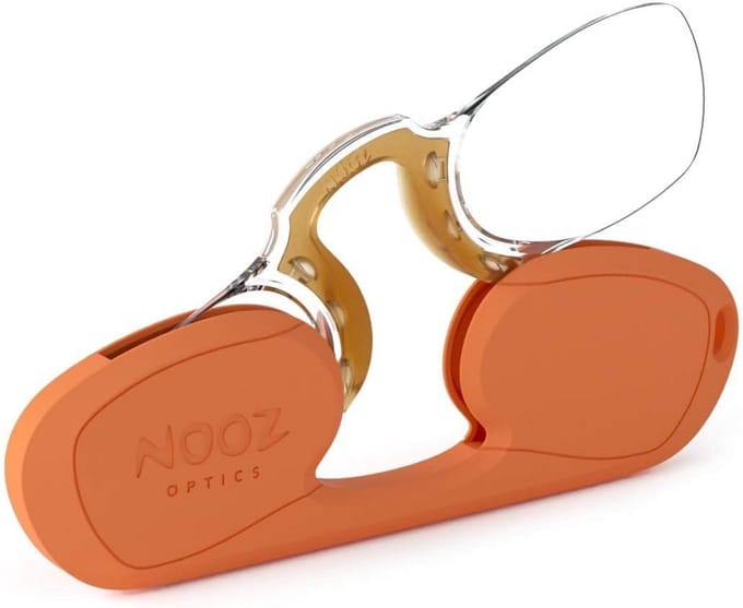 Compacte leesbril zonder pootjes met flexibele neussteun