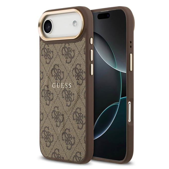 Guess Back Cover - iPhone 17 Air - Bruin - Magsafe PU Leather - 4G Classic Logo