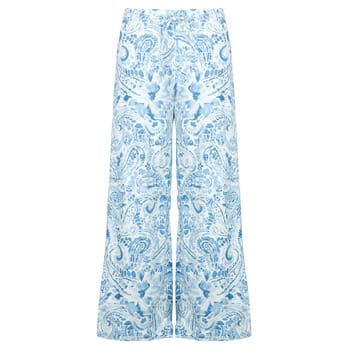 Wijdte broek van puur linnen met all-over motief