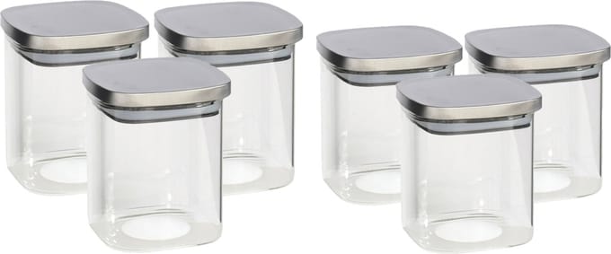 Gerim - 6x keuken voedsel voorraadpotten glas - 2 formaten 800/1100 ml