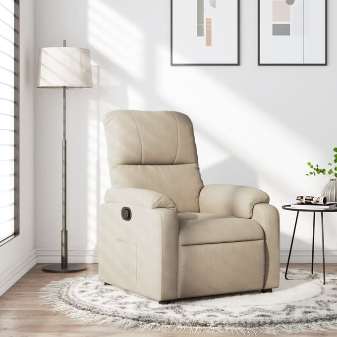 vidaXL - Fauteuil - verstelbaar - microvezelstof - crèmekleurig