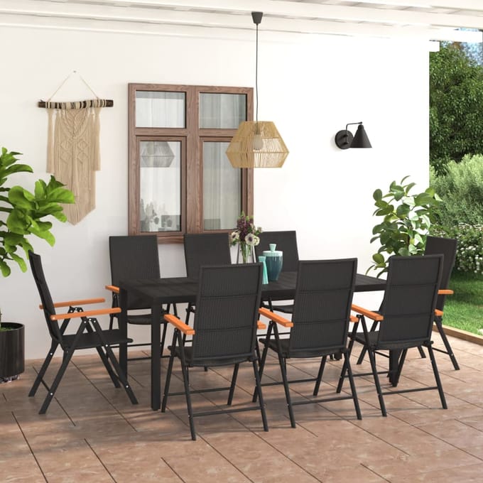 vidaXL - 9-delige - Tuinset - zwart - en - bruin