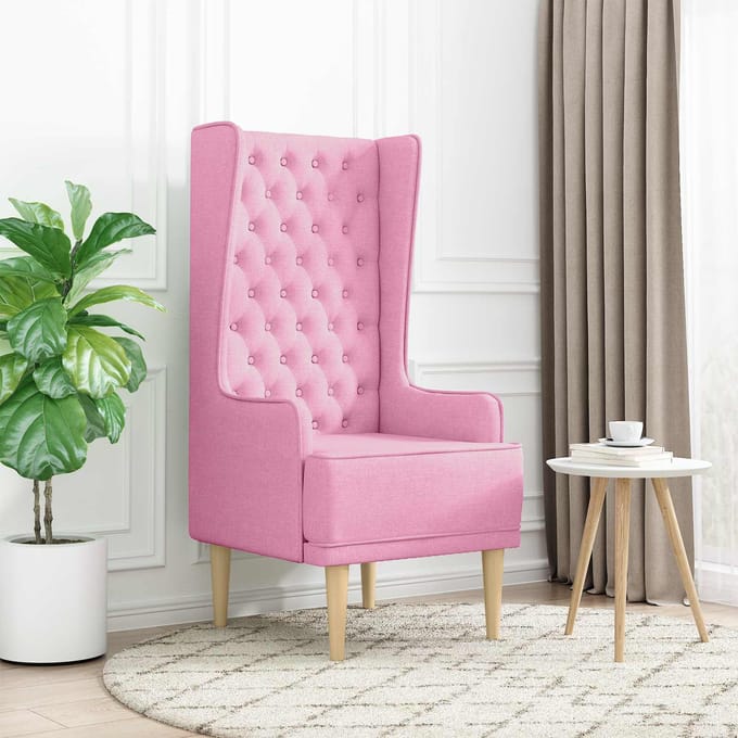 vidaXL - Gecapitonneerde - stoel - met - hoge - rugleuning - Roze - Stof