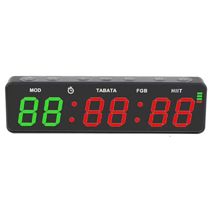 Draagbare Gym Timer Klok Magnetisch Oplaadbaar Workout Interval Fitness Digitale Timer met Stopwatch voor Thuis Garage black