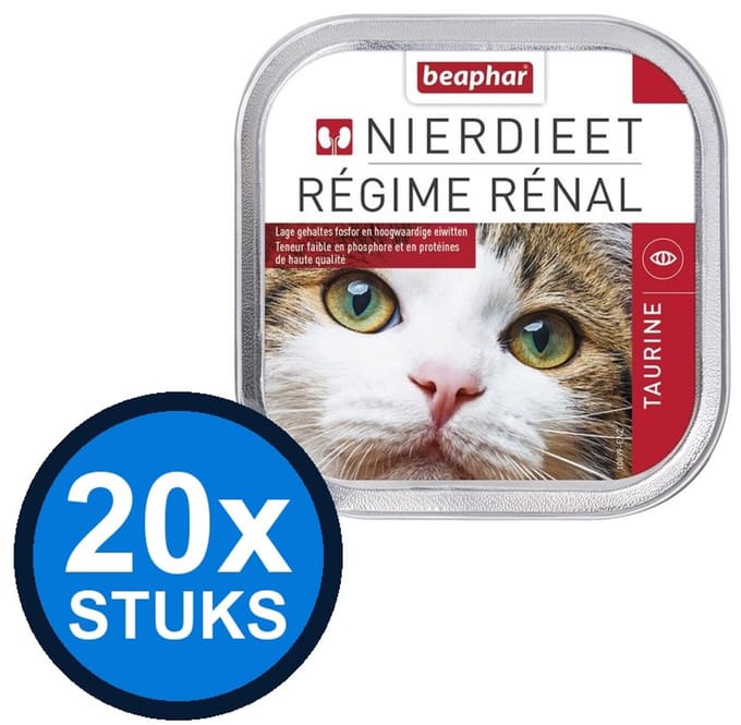 20x Beaphar - nierdieet kat taurine 100gr - Kattenvoer Natvoer - 100 g