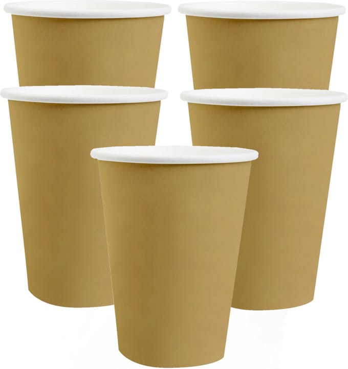 Santex feest/verjaardag bekertjes - 30x stuks - karton - goud - 270 ml