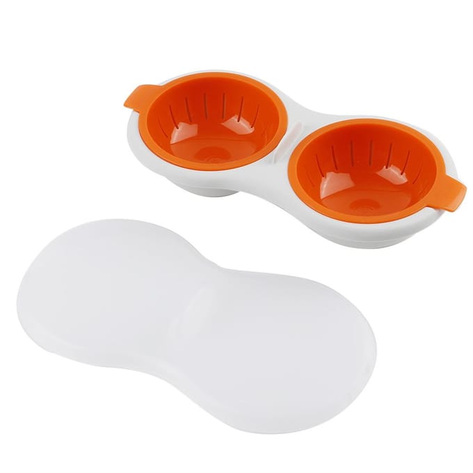 Mini Cuiseur à Œufs Double Couche Petit Déjeuner Pocheuse à Œufs Cuisine pour Micro-ondes (Orange) white