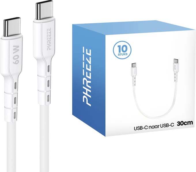 10x korte usb C kabeltjes 30cm - Ideaal voor kantoor & grootverbruikers