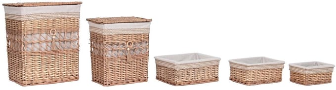 Mand Ropa Set 5 MIMBRE canvas 47 x 35 x 55 cm NATURAL