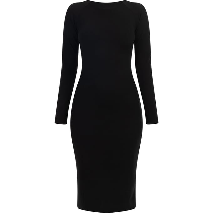 Mymo Midi-jurk met lange mouwen Dames zwart