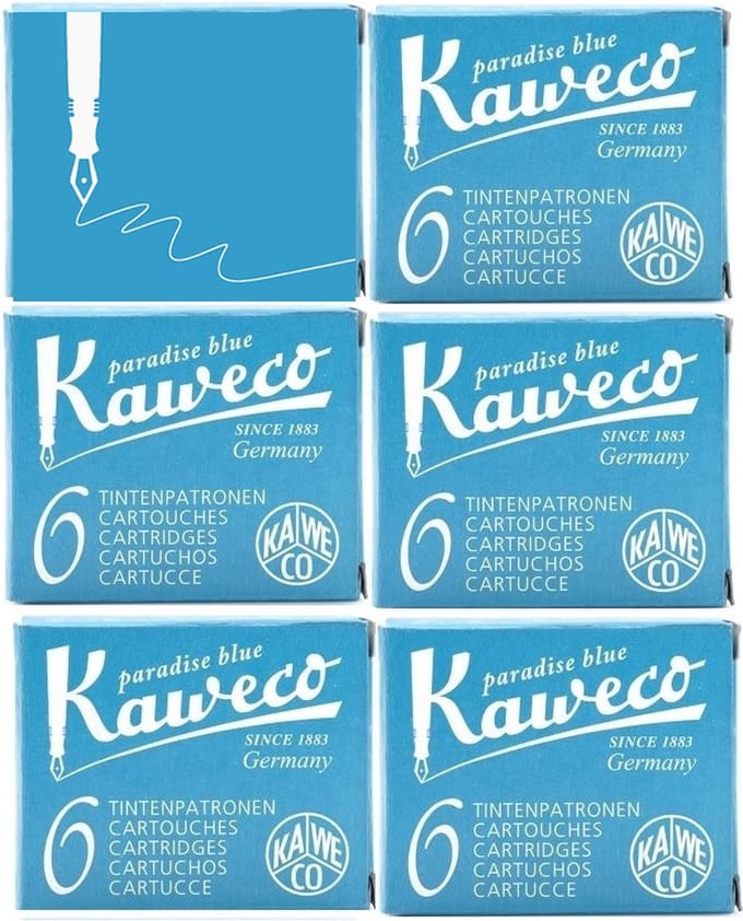 Kaweco Vulpen vullingen Turkoise, Paradise Blue, 6 doosjes