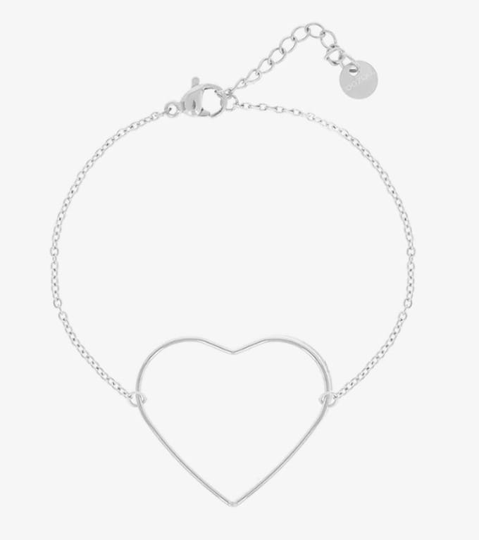 Oozoo Armand zilver gekleurd stainless steel met groot hart