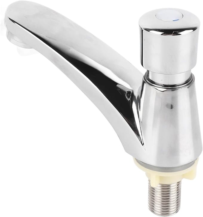 Basin Basin Faucet, Stainless Leakproof Simple Cold Copper Durable Water Saving Time Delay Faucet for Hotel Public