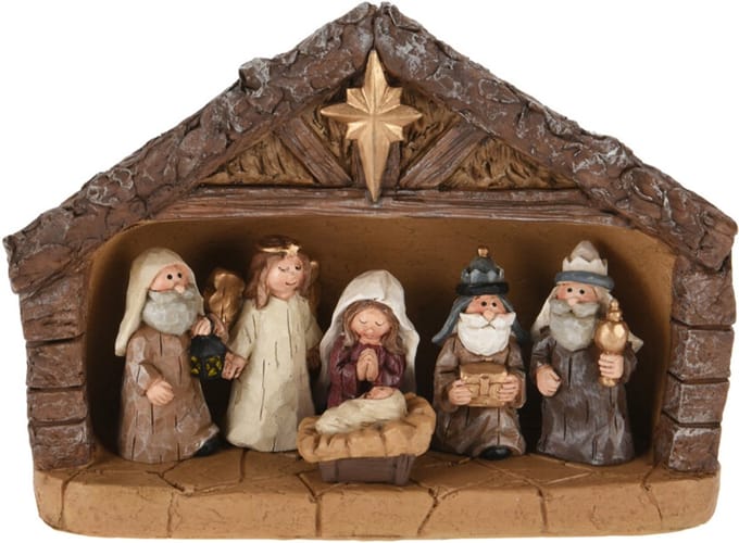Complete kerststal - met beeldjes - L22,5 x B8,5 x H18,5 cm - kerststal voor kinderen