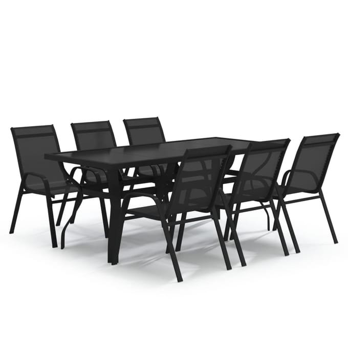 vidaXL - 7-delige - Tuinset - zwart