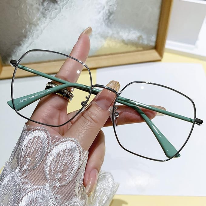 Anti-blue Light Tinted Color-changing Lightweight superior quality Plain-faced Large-framed Women's Eyewear 9788 -2.5