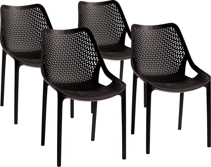 Terrasstoel Crown (set van 4) - zwart - stapelbaar
