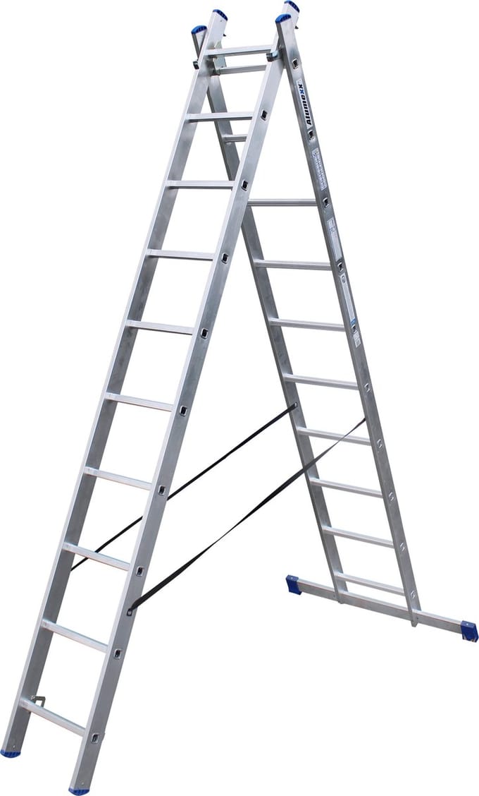 Alumexx reformladder - 2x10 Treden - Lengte 451 cm - Aluminium
