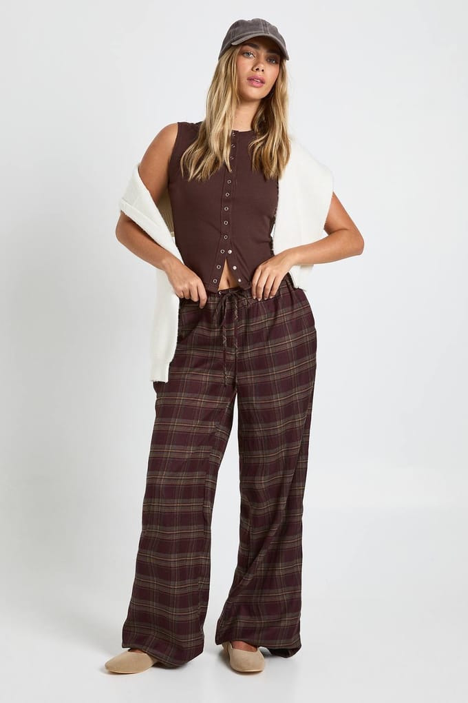 boohoo Dames Geribbelde Popper Top met geintegreerde hals en lange snit | Chocolate | Maat: 8