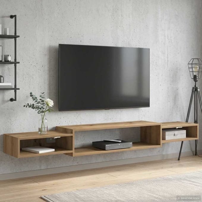 vidaXL - Wand - gemonteerd - TV - Kast - Muurmontage - Artisanaal - eiken