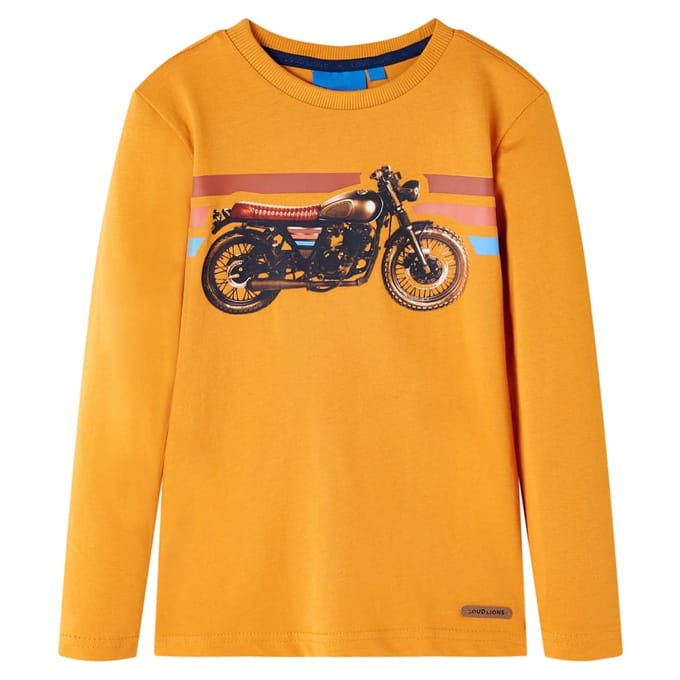 vidaXL - Kindershirt - met - lange - mouwen - 92 - okerkleurig