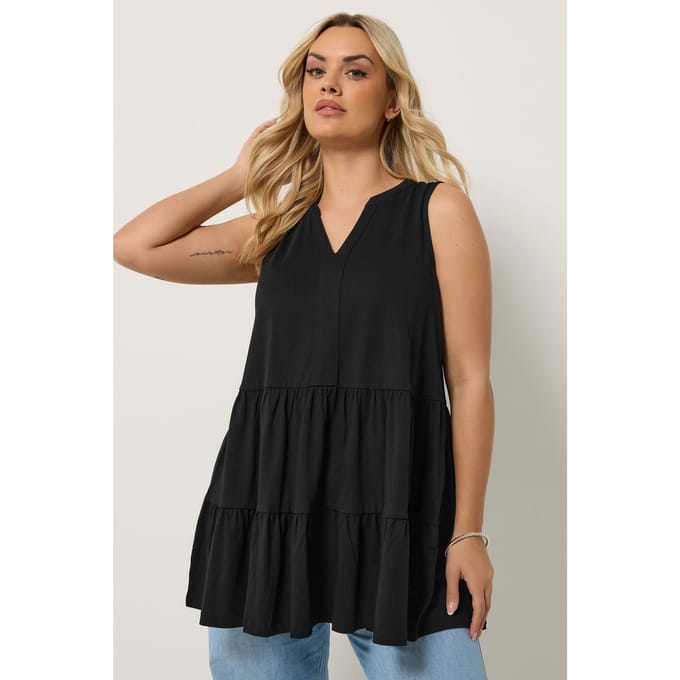 Yours Uours Zwarte Vest Met Vhals En Laagjessize 48