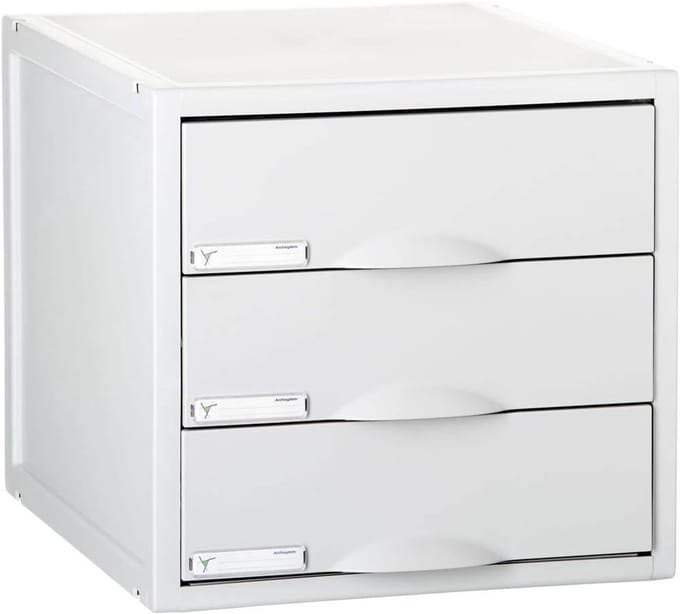 Opbergunit Schuifladen - Ladeblok Bureau - Documenten Sorteren - Horizontaal Verticaal Plaatsbaar - 35x31x30 cm - Lichtgrijs