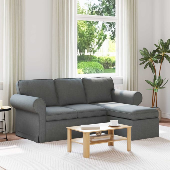 vidaXL - Bank - Donkergrijs - 195 - x - 138 - x - 80 - cm - Stof