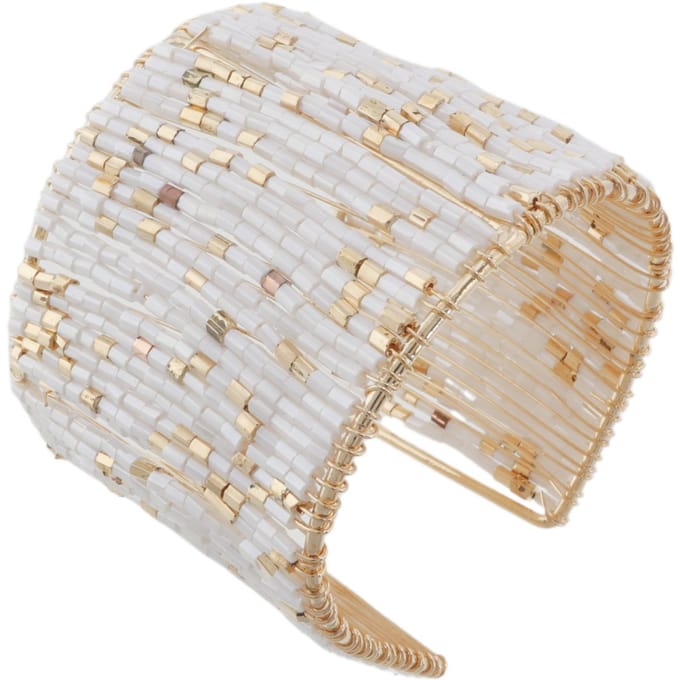Behave – Armband – Wit – Goudkleurig – Breed – Boho – Cadeau