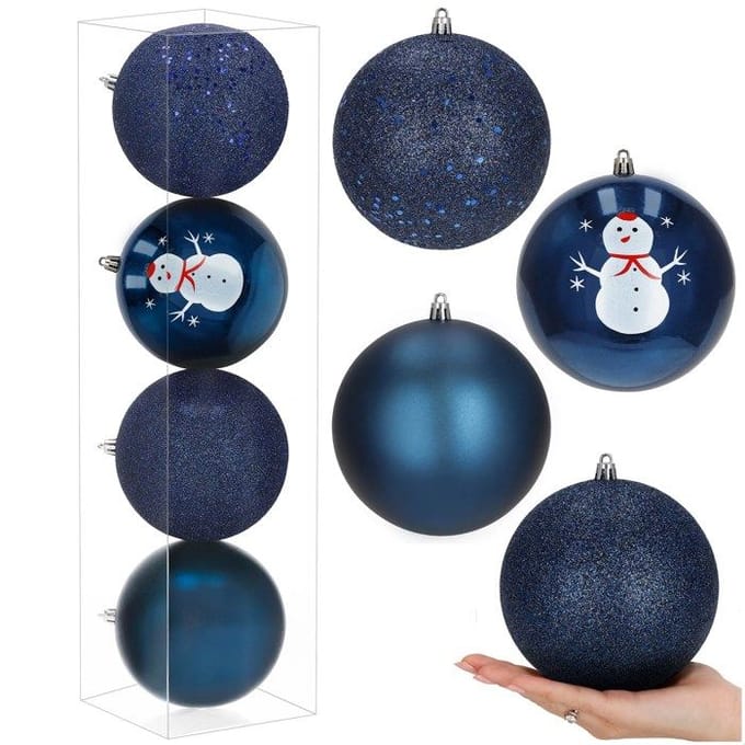 Springos Kerstballen | 4 Stuks | 12 cm | Blauw