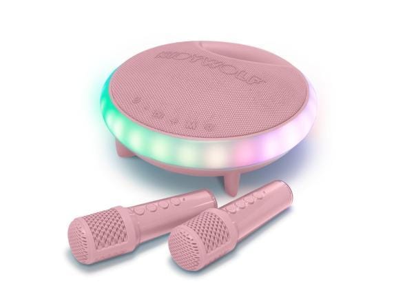KIDYWOLF KIDYKARAOKE – Draagbare Karaoke Speaker met 2 Draadloze Microfoons, Lichteffecten en Bluetooth - Roze - 5+