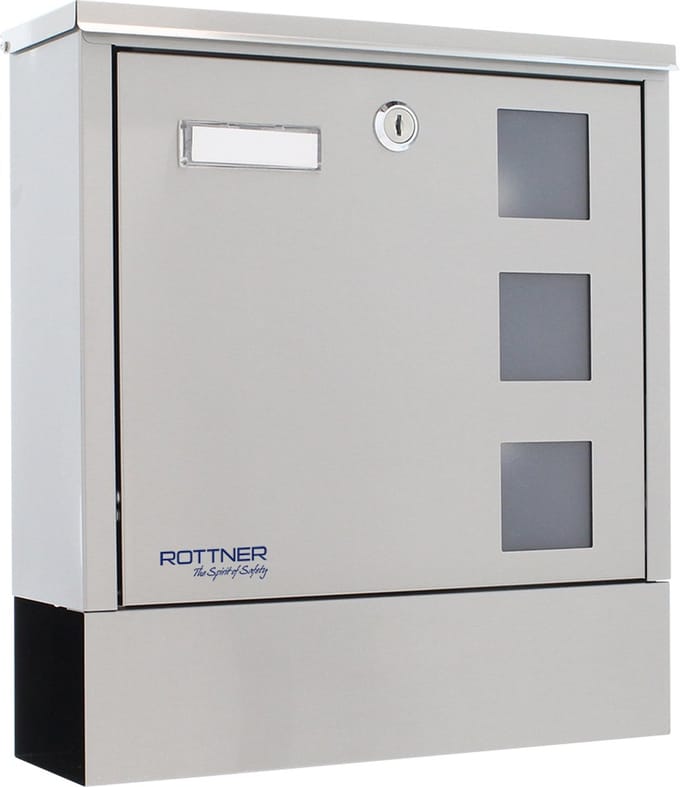 Rottner Brievenbus Lago RVS - 33x30.5x9.7 cm - Inworp: 27,8 x3,6cm