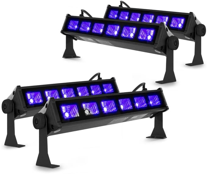 BeamZ set van 4 BUV63 compacte LED Blacklight bars - 6x 3W LED's