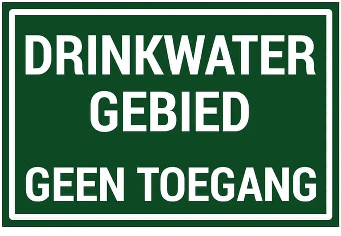 Drinkwatergebied geen toegang sticker | 30 x 20 cm