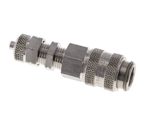 RVS 306L DN 5 Luchtkoppeling Snelkoppeling 4x6 mm Push-On Schotkoppeling Double Shut-Off - CLS5-NB-SSL-SV-P-4