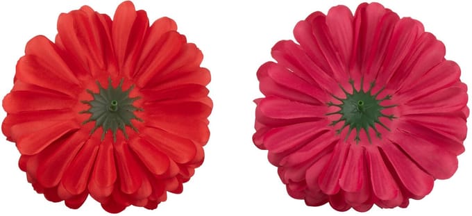 J-Line bloem Bol Dia 13cm - kunststof - roze/rood - 2 stuks