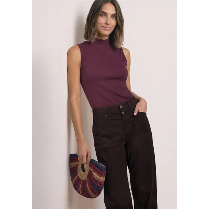 Top in Silk-Look met coltrui