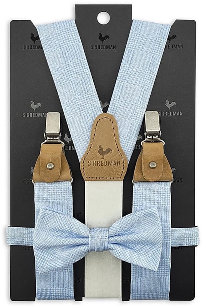 Sir Redman - Bretels met strik - bretels combi pack Charming Charles Babyblue - lichtblauw / wit