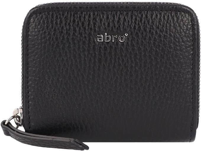 abro Leren Portemonnee Leather Adria Zip Wallet Black / Nickel Zwart