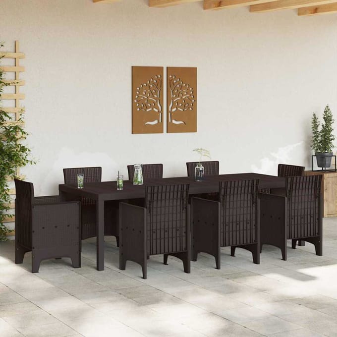 vidaXL Tuinstafel Bruin 250 x 100 x 73 cm poly rattan