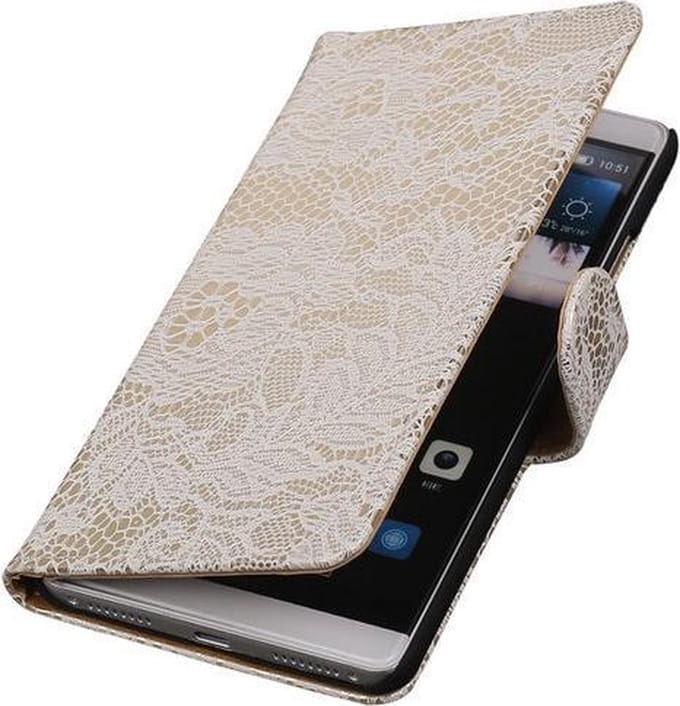 Wit Lace Booktype Huawei Mate S Wallet Cover Hoesje