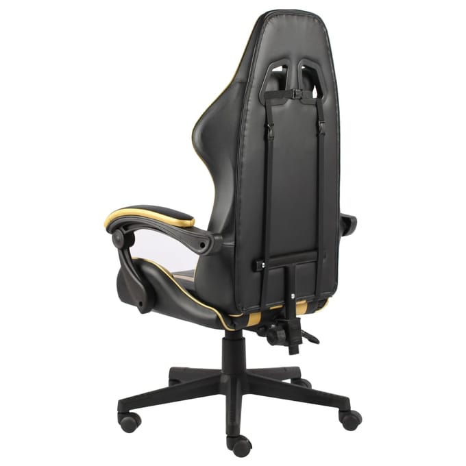 vidaXL - Racestoel - kunstleer - zwart - en - goudkleurig