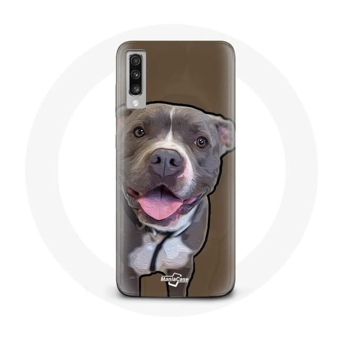 Hoesje voor Samsung Galaxy A50 Pitbull Dog Wit Grijs