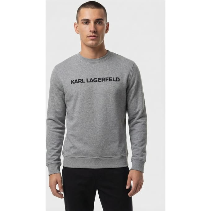 Karl Lagerfeld Darkgrey Melange Sweat Crewneck Größe: XL | Pullover Outlet | Herren | Grau