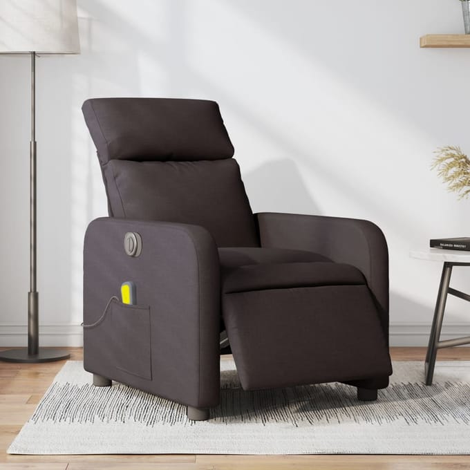 vidaXL - Massagestoel - elektrisch - verstelbaar - stof - donkerbruin