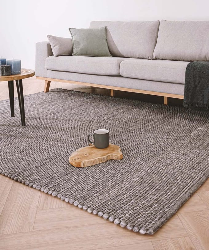 Wollen vloerkleed - Lett grijs 250x340