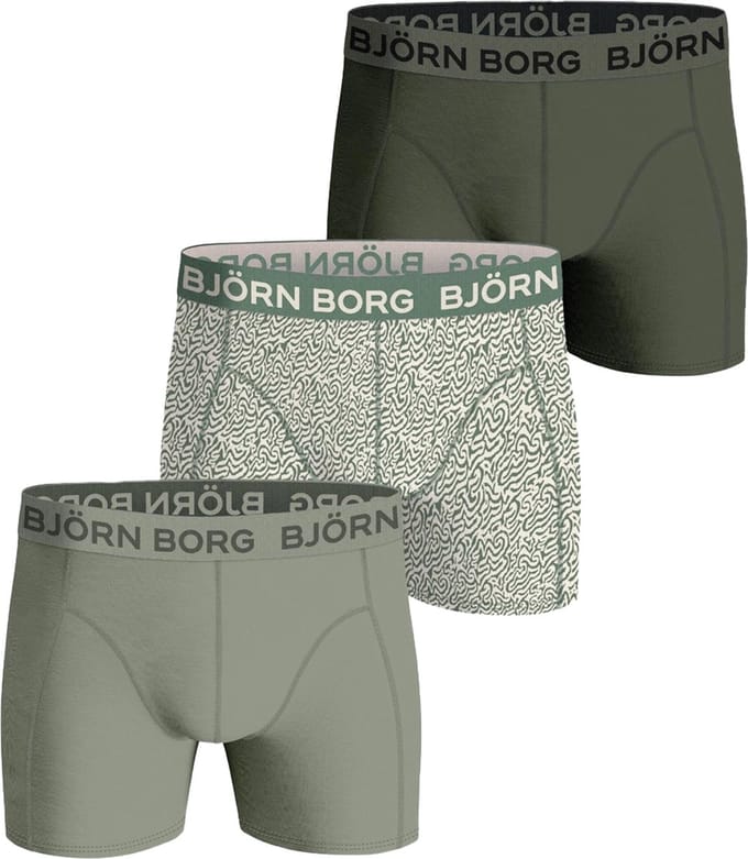 Bjorn Borg Boxers Cotton Stretch 3-Pack Groen - Maat M - Heren - Boxershorts