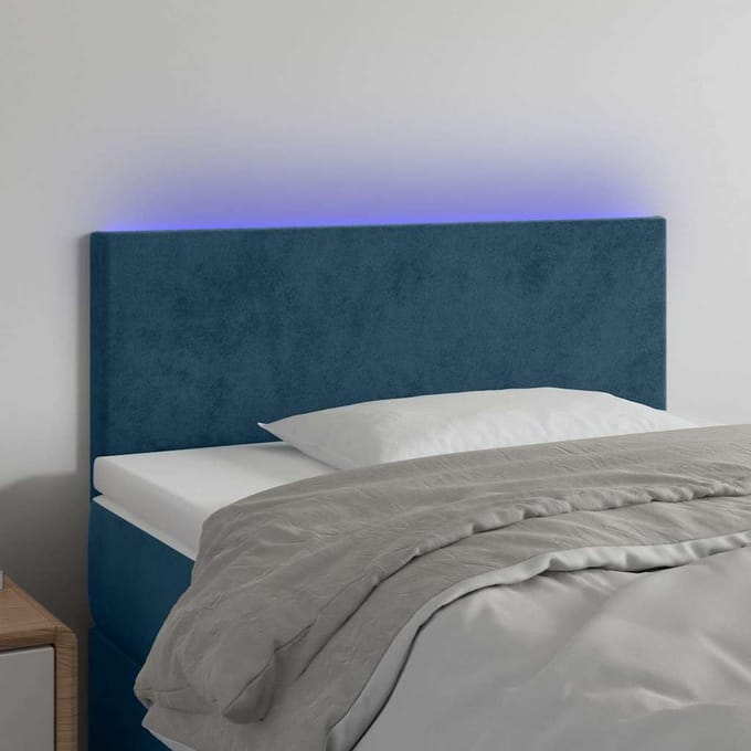vidaXL - Hoofdbord - LED - 100x5x78/88 - cm - fluweel - donkerblauw